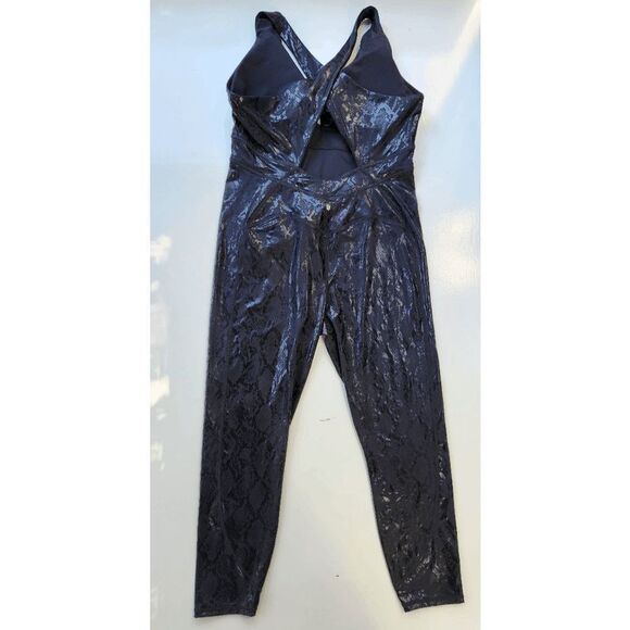 Fabletics‎ NWOT Athletic Jumpsuit Black Snake Skin Print Size 1X - Picture 2 of 6